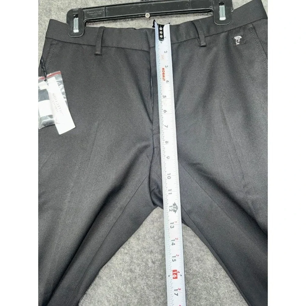 Versace Collection Mens Black Dress Pants Medusa Logo Plaque Flat Front Trousers
